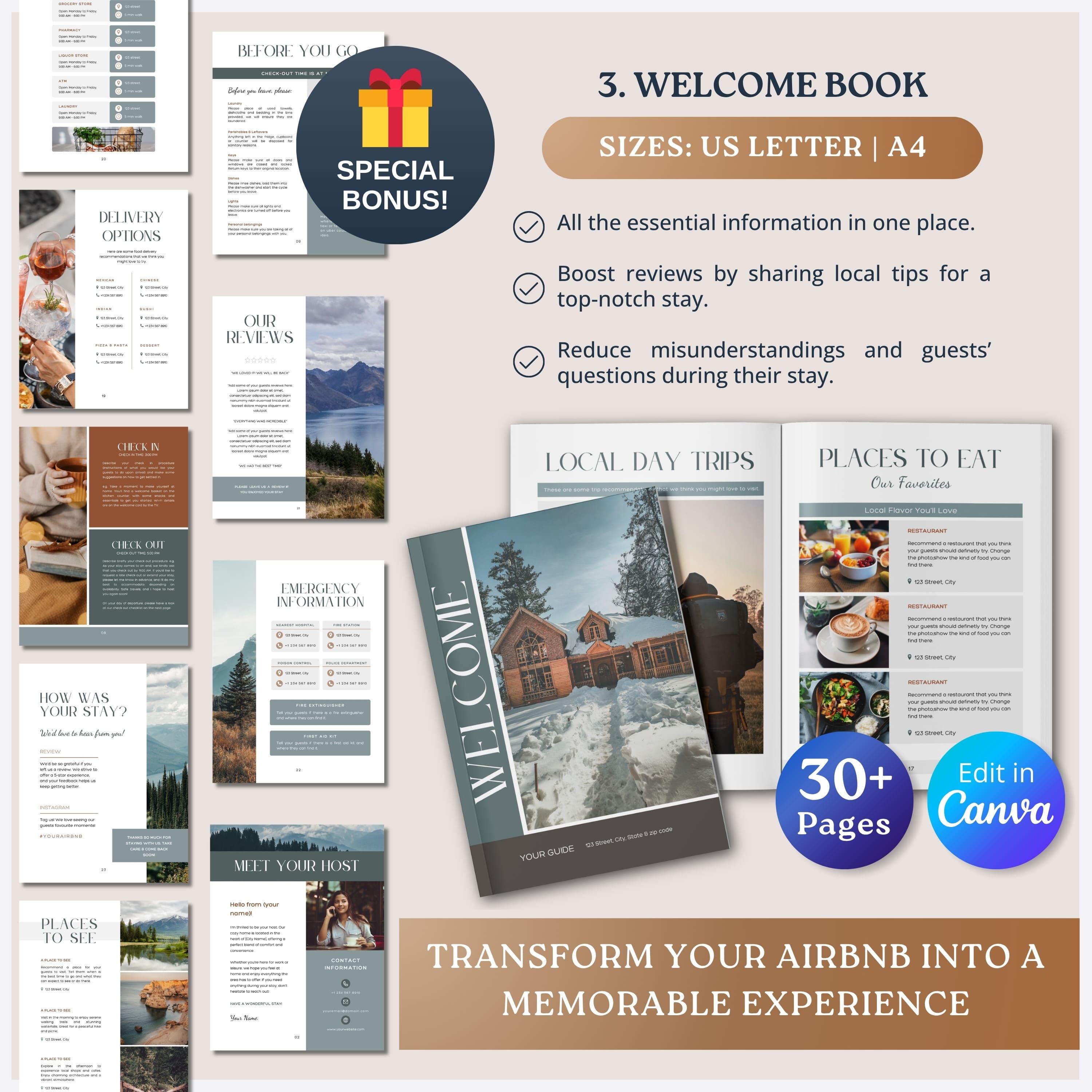 Airbnb Signage Kit, Editable Canva Templates, Guest Communication Signs ...