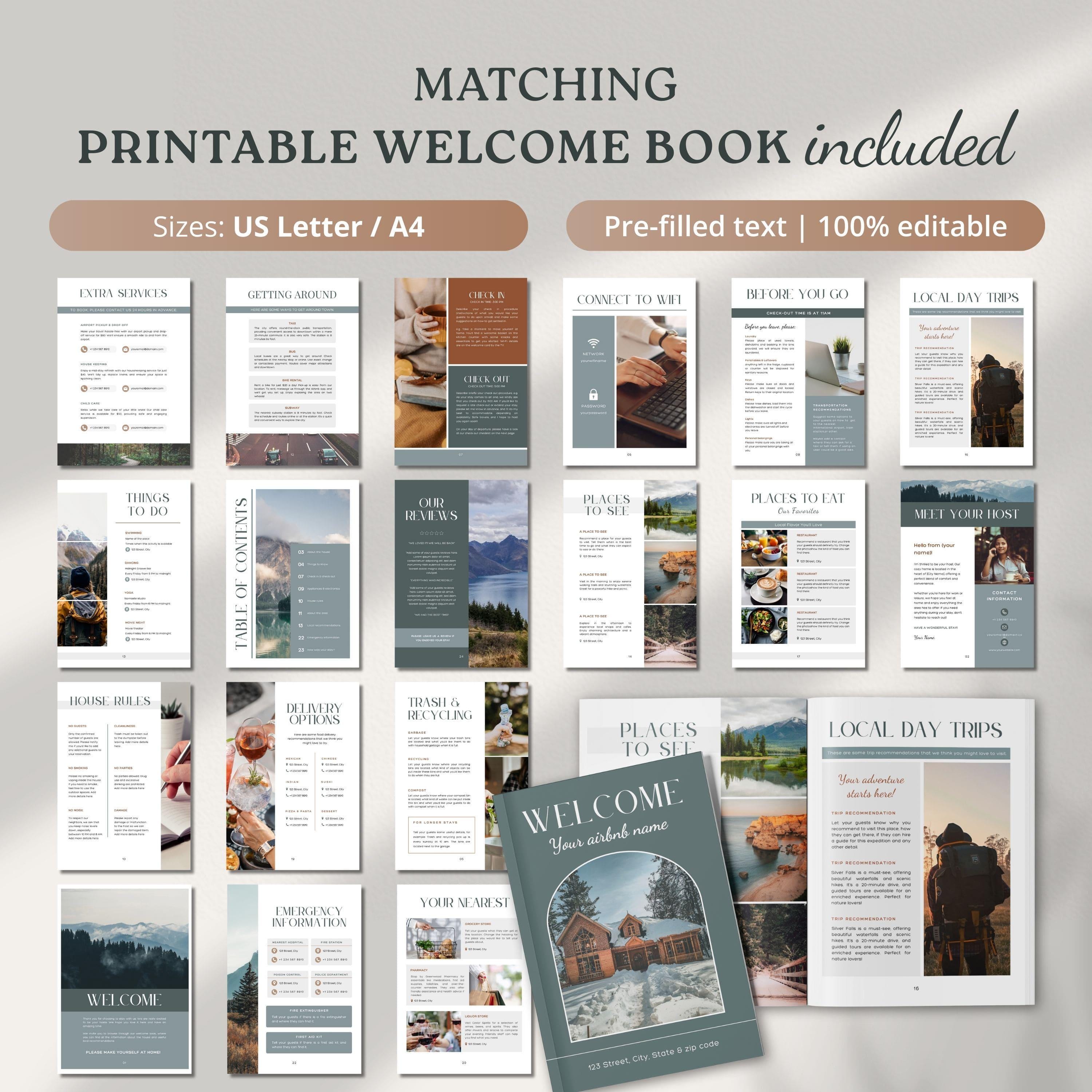 Airbnb Book Template Cabin Themed, Lake House, Cottage Airbnb