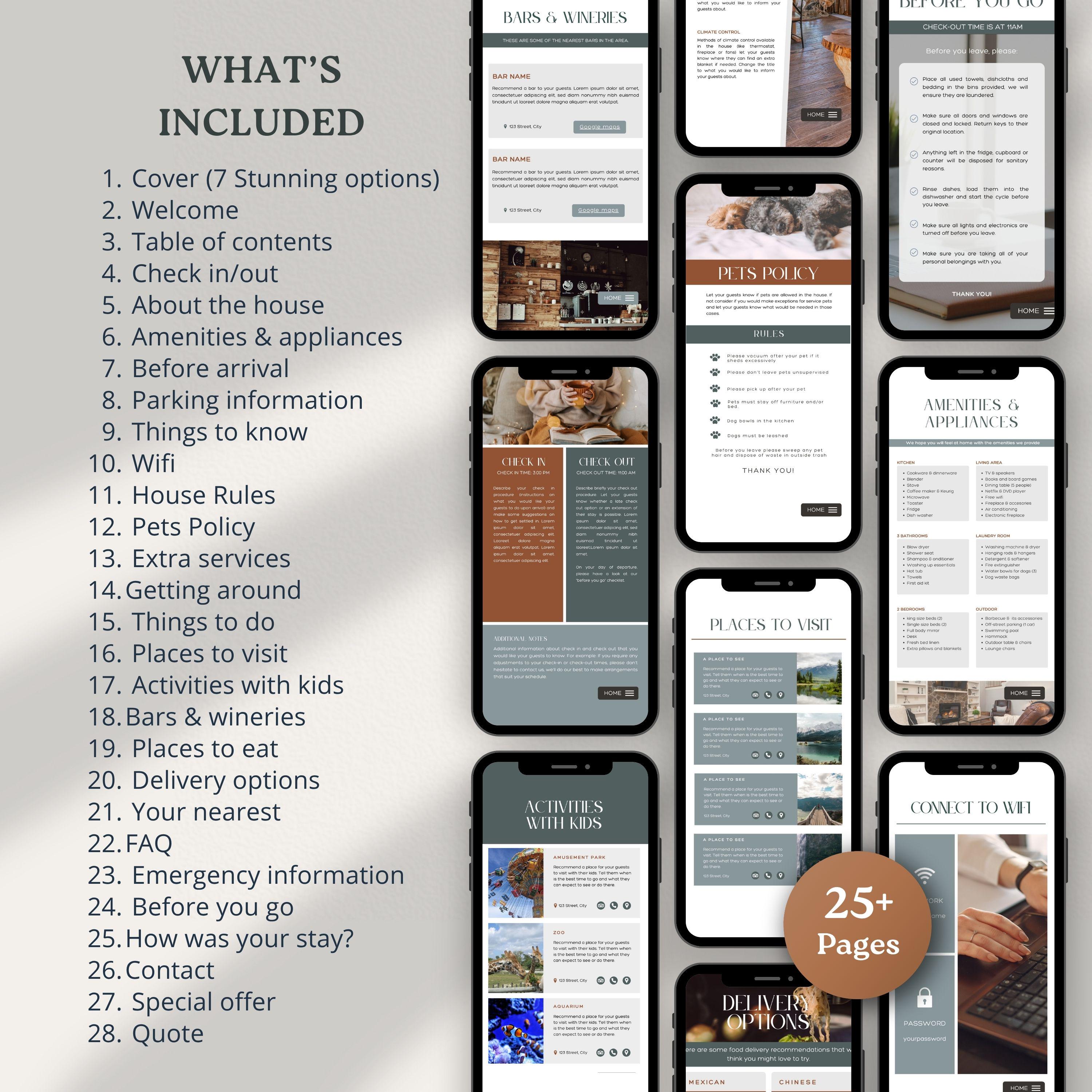 Airbnb Book Template Cabin Themed, Lake House, Cottage Airbnb