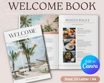Airbnb welcome book template, beach house welcome book, Welcome guestbook template, Modern beach house airbnb guidebook, airbnb guest book