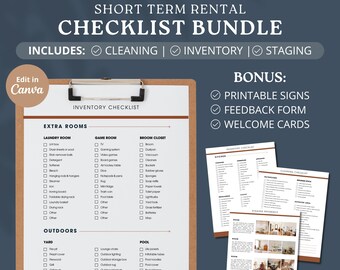 airbnb checklist templates, inventory tracker, cleaning checklist, task tracker, inventory management, home cleaning checklist VRBO cleaning