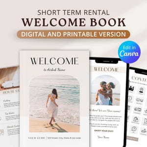 Modelo de Livro de Boas-Vindas do Airbnb Editável | Guia Digital e Imprimível para Hóspedes (Canva)