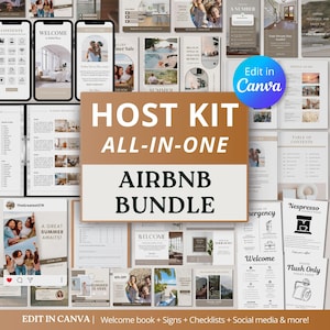 Editable Airbnb and VRBO Host Template Bundle, Airbnb Cleaning and Inventory Checklist, Editable Airbnb Signs, Airbnb Welcome Book Template