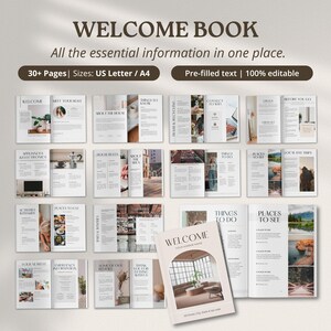 Welcome book: Let your guests know house rules, local recommendations, wifi info and more. Pre-filled text. beautiful design.
