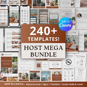 Airbnb Host Bundle Template, Welcome Book Template, Airbnb Cleaning Checklist, Editable Airbnb Signs, Inventory Checklist, VRBO Host Bundle