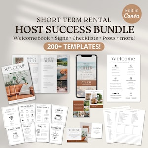 Airbnb Host Bundle Template, Editable Airbnb Signs, Welcome Book Template, Airbnb Cleaning Checklist, Inventory Checklist, VRBO Host Bundle