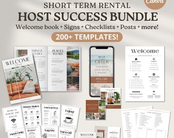 Airbnb Host Bundle Template, Editable Airbnb Signs, Welcome Book Template, Airbnb Cleaning Checklist, Inventory Checklist, VRBO Host Bundle