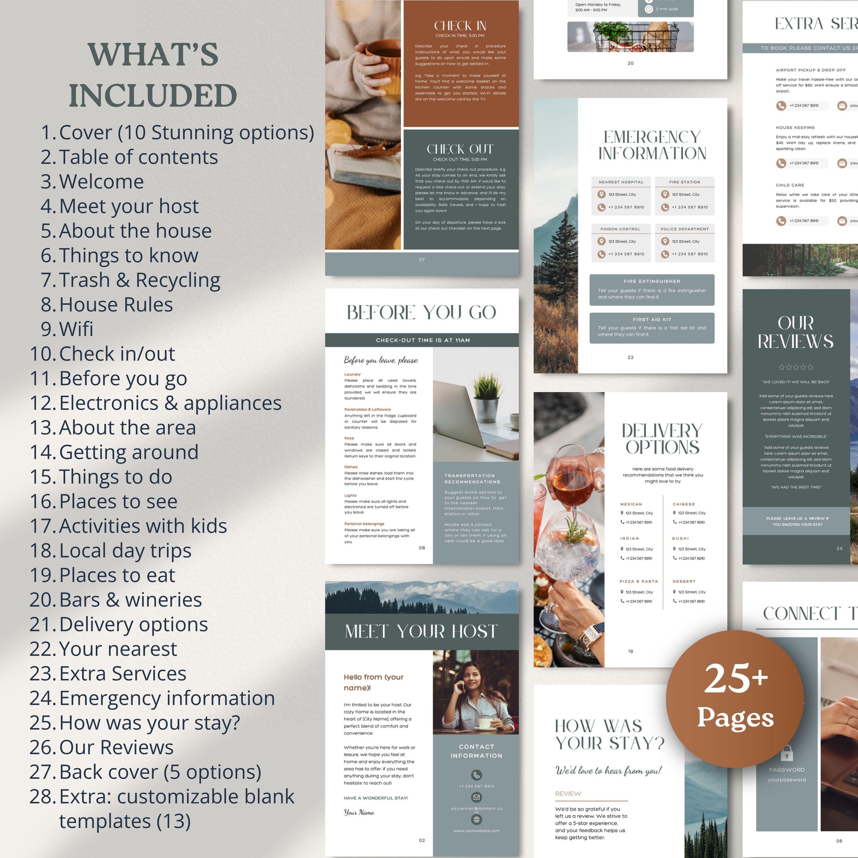 Airbnb Book Template Cabin Themed, Lake House, Cottage Airbnb