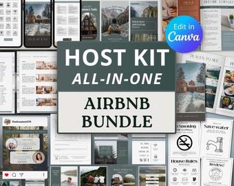 Airbnb Host Template Bundle: Welcome Book, Signs, Social Media, Checklists (Canva Digital Download)