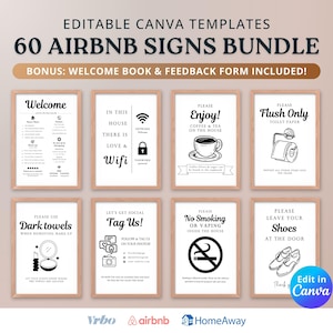 Airbnb Sign Bundle Template, Vacation Rental Signs & Welcome Book, Rental Home Signage, Guest Book, Airbnb VRBO Host Essentials, Wifi Sign
