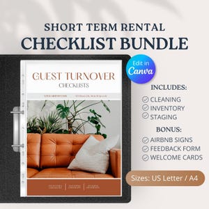 Editable airbnb cleaning checklist template, Inventory tracker, airbnb inventory checklist, airbnb cleaning list, deep clean checklist VRBO