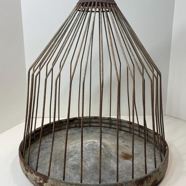 Antique Galvanized Metal Chicken Feeder/Waterer 17 in x 15 in
