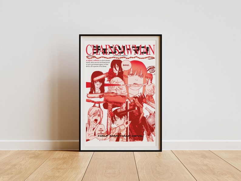 Chainsaw Man Poster, 8.5 X 11 Red Manga and Anime Print Etsy