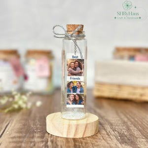 Custom Photo Jar with Personalized Quote, Handmade Message Bottle Gift for Best Friend Birthday, Long Distance or Just Because Gift Idea