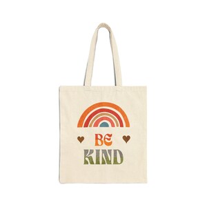 Reusable Cotton Tote Bag | Be Kind - Eco-Friendly Shoulder Bag| Shopping Bag| Reusable Grocery Bag| Inspirational Quote