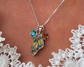 Handmade Jewelry/ Memorial Butterfly Wing Pendant/Sterling Silver with Flower Petals from Weddings, Funerals, Birth, Special Occasion