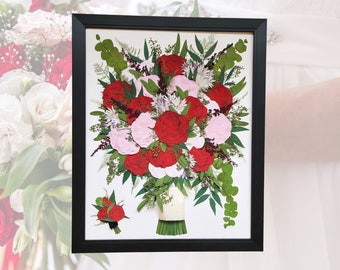 Framed Pressed Flowers | Custom Wedding Bouquet Preservation | Flower Preservation | Bouquet Preservation | Bridal Gift | 12x16