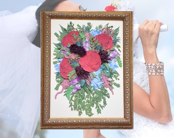 Custom Wedding Bouquet Preservation | Framed Pressed Flowers | Flower Preservation | Bouquet Preservation | Bridal Gift | 12x16