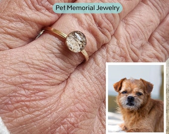 Pet Memorial Ring/ Stackable Gold Ring/ Customize this ring with PET Ashes