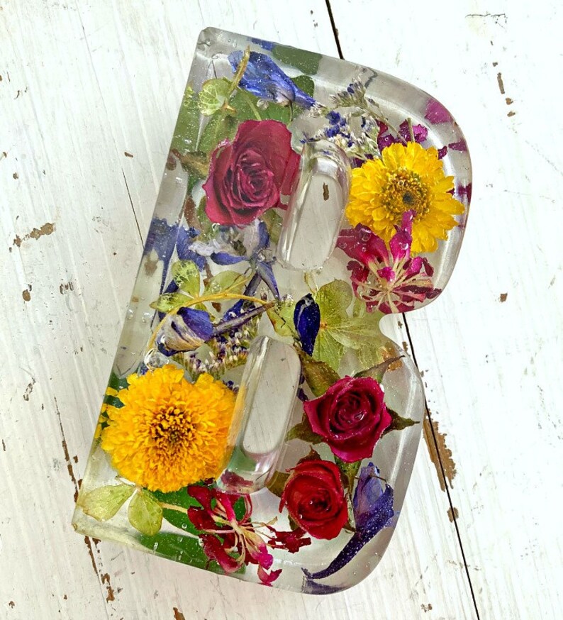 Wedding Flower Preservation Resin Letter Monogram Bouquet Etsy