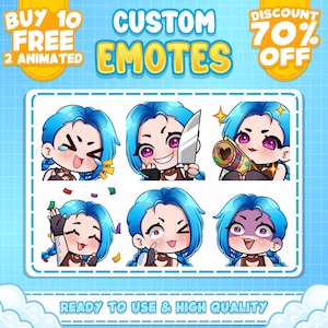 Emotes de Twitch personalizados de alta calidad / Emotes de Twitch / Lindo estilo anime Chibi / Emotes Chibi Kawaii / Emotes personalizados para streamers