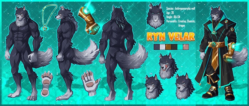 Custom Fursona Reference Sheet, Furry Character Sheet, Furry Art ...