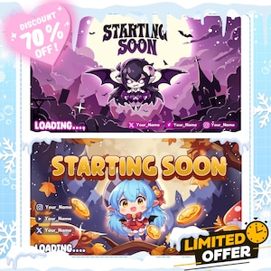 Benutzerdefinierter animierter Stream-Bildschirm / Benutzerdefinierter Twitch-Stream-Bildschirm / Startet bald / Be Right Back /Offline / Beendet-Bildschirme / Stream-Overlay