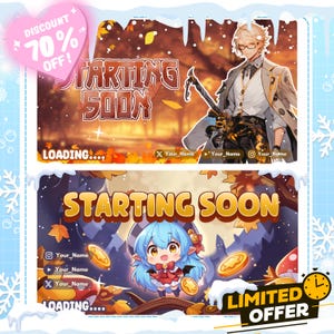 Benutzerdefinierter animierter Stream-Bildschirm / benutzerdefinierter Twitch-Stream-Bildschirm / Er beginnt bald / Be Right Back / Beendet-Bildschirme /Offline / Stream-Overlay