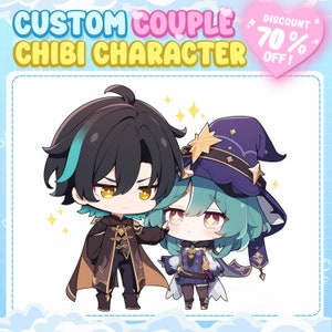 Custom Couple Chibi | Chibi Character, Fanart, Chibi Couple, Chibi Anime, Chibi Fanart, Chibi Anime Fanart, Chibi Oc, Cute Chibi, Chibi Pet