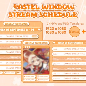Cosmic Pastel Stream Schedule (Ready 5 color) | Vtuber Schedule | Weekly Schedule For Streamers | Cute Pastel Color | Canva and PSD included