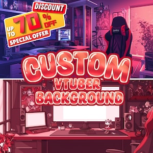 Aangepaste Vtuber-achtergrond | Twitch-overlay, achtergrond voor esthetische ruimte voor vtuber, Vtuber Assets, Youtube, Vtuber Room Stream-pakket