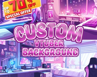Individueller VTuber Hintergrund | Twitch Overlay, ästhetischer VTuber Raum, YouTube, VTuber Assets, Stream Design Paket für VTuber Streams