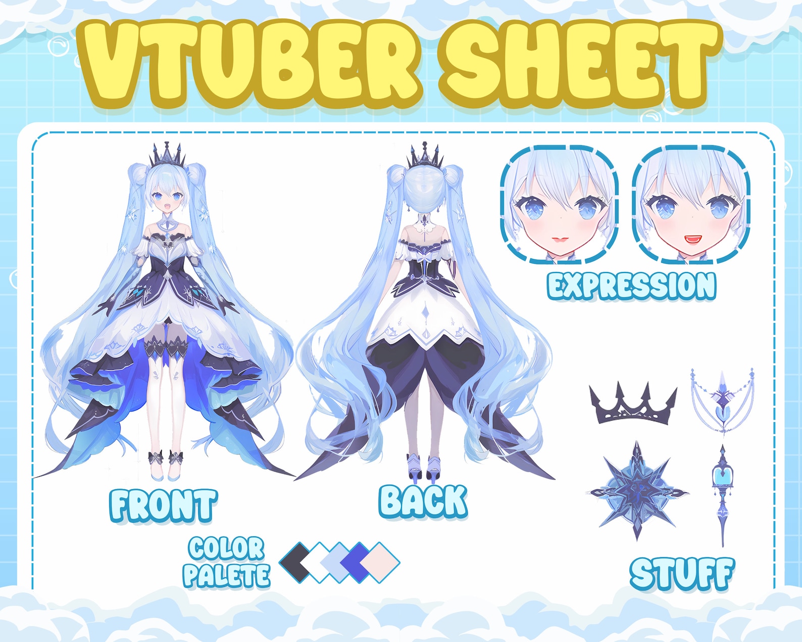 Custom Character Reference Sheet for Your Avatar | Vtuber Reference ...