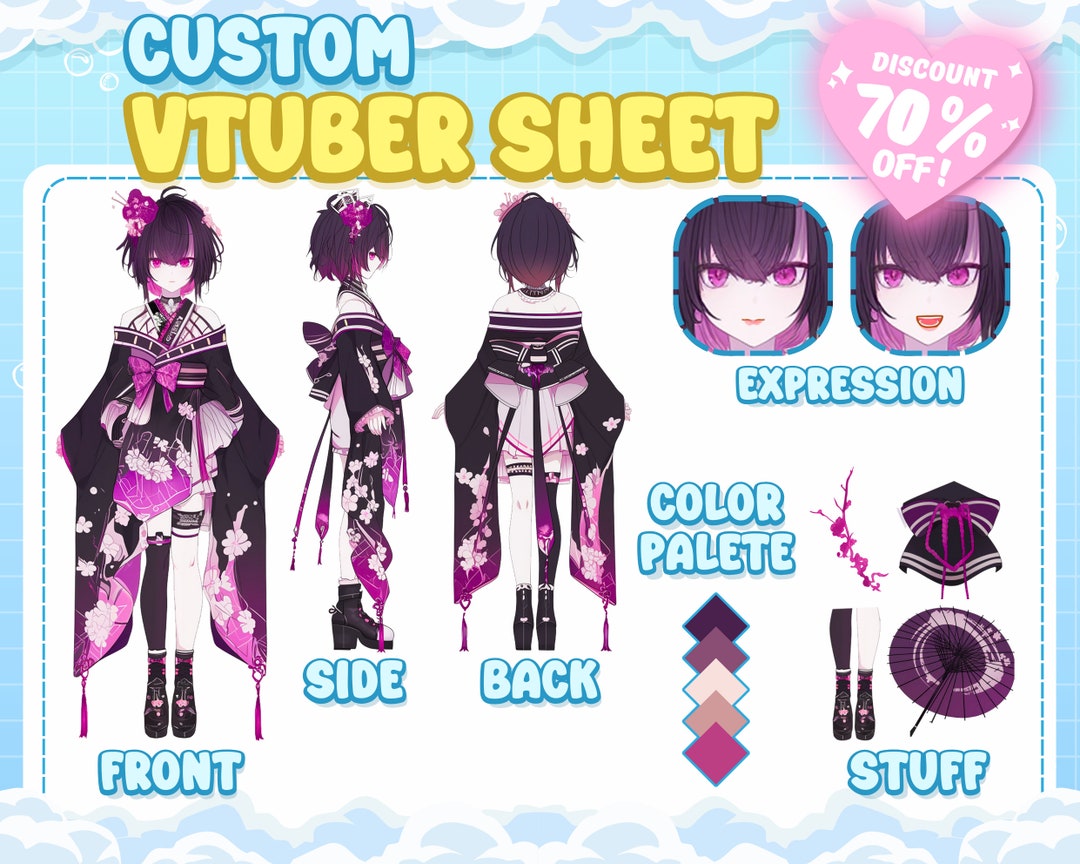Custom Character Reference Sheet for Your Avatar | Vtuber Reference ...