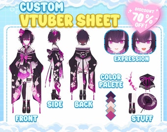 Custom Character Reference Sheet For Your Avatar | Vtuber Reference Sheet | Character Sheet | Custom Reference Sheet | Anime Reference Sheet