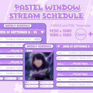 Cosmic Pastel Stream Schedule (Ready 5 color) | Vtuber Schedule | Weekly Schedule For Streamers | Cute Pastel Color | Canva and PSD included