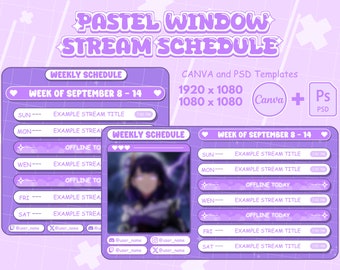 Cosmic Pastel Stream Schedule (Ready 5 color) | Vtuber Schedule | Weekly Schedule For Streamers | Cute Pastel Color | Canva and PSD included