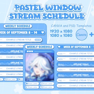 Cosmic Pastel Stream Schedule (Ready 5 color) | Vtuber Schedule | Weekly Schedule For Streamers | Cute Pastel Color | Canva and PSD included
