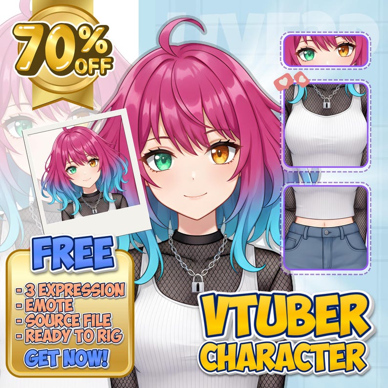 Cute Anime Vtuber Avatar for Streaming | Personalized Live2d Model ...