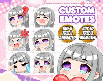 Aangepaste emotes voor Twitch and Discord, leuk geïllustreerd grafisch streamerpakket