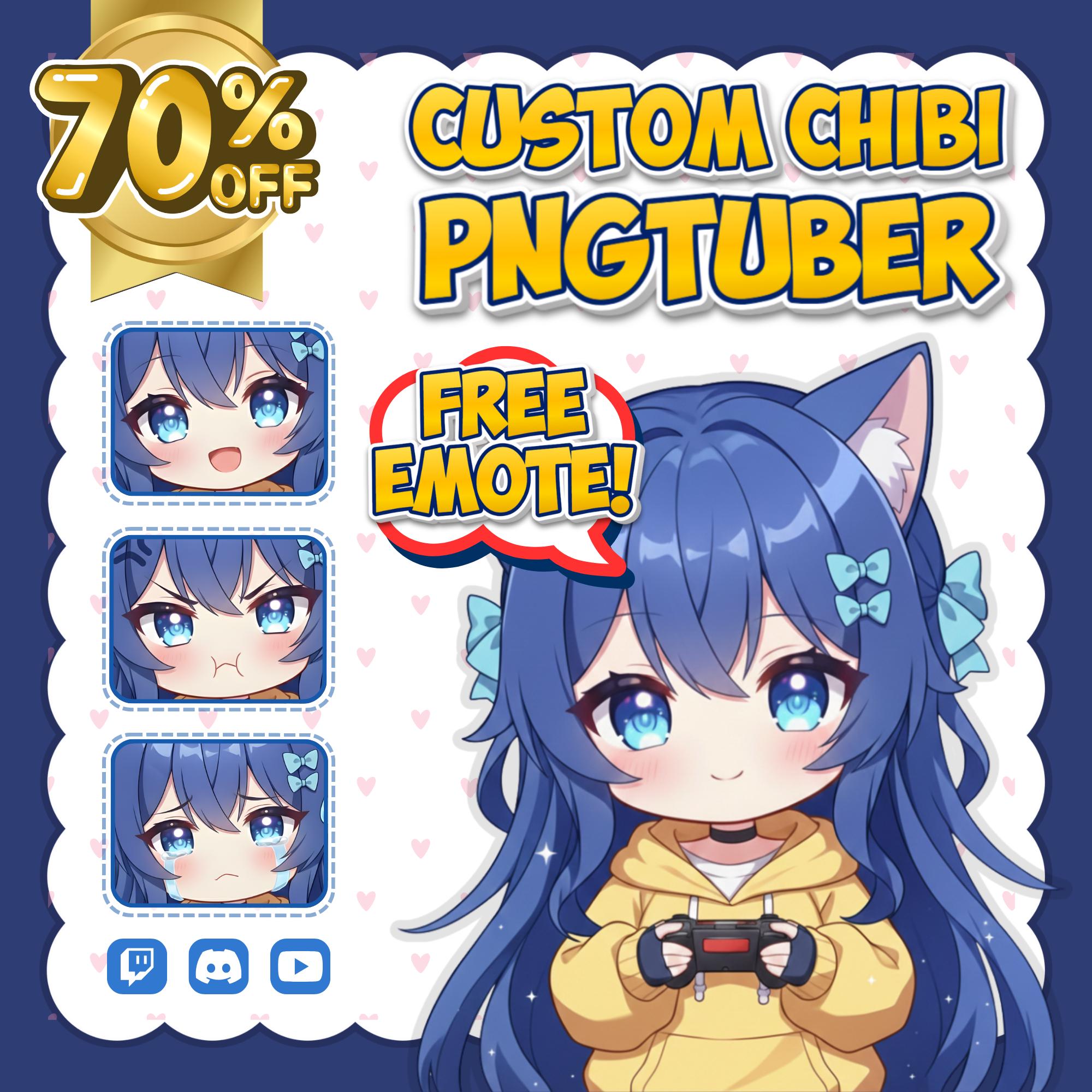 Personalized Chibi Pngtuber for Twitch | Cute Anime Reactive PNG Avatar ...