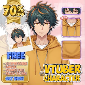 Anime Live2D-commissie | Aangepast VTuber-model | Volledige tuigage | PNGTuber-ontwerp | Man Vrouw OC | Klaar voor gebruik