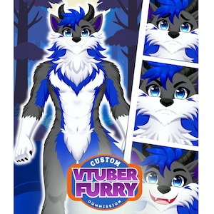 Aangepaste Furry VTuber | Digitale Anthro Avatar | Gepersonaliseerd Streaming Personage | VTuber Model Illustratie | Personage Illustratie in Opdracht