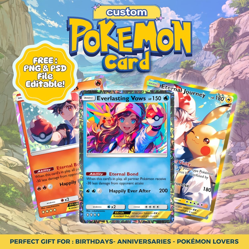 Custom Pet Pokemon Card Commission, Personalized Dog Cat Anime TCG ...