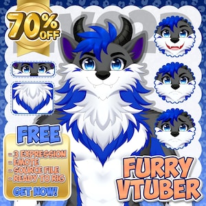 custom furry vtuber model anime avatar for streamer vtuber commission for youtube streaming furry anime style personalized character design