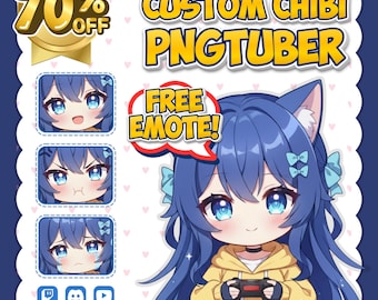 Custom Chibi PNGtuber Commission, gepersonaliseerde Twitch Streamer-avatarmodelkunst