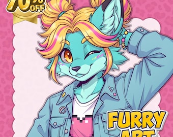 Harige OC-illustratie | Aangepaste digitale kunst | Gepersonaliseerd personageportret | Anthro Tekencommissie | Fursona Design-kunstwerk