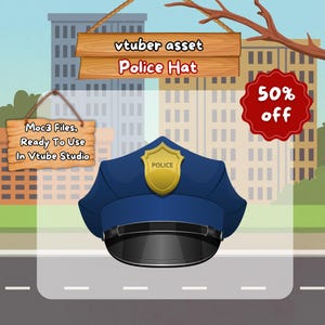 Rigged Police Hat Vtuber Asset: Animated Prop (MOC3 File)