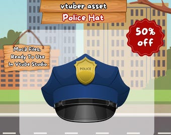 Rigged Police Hat Vtuber Asset: Animated Prop (MOC3 File)
