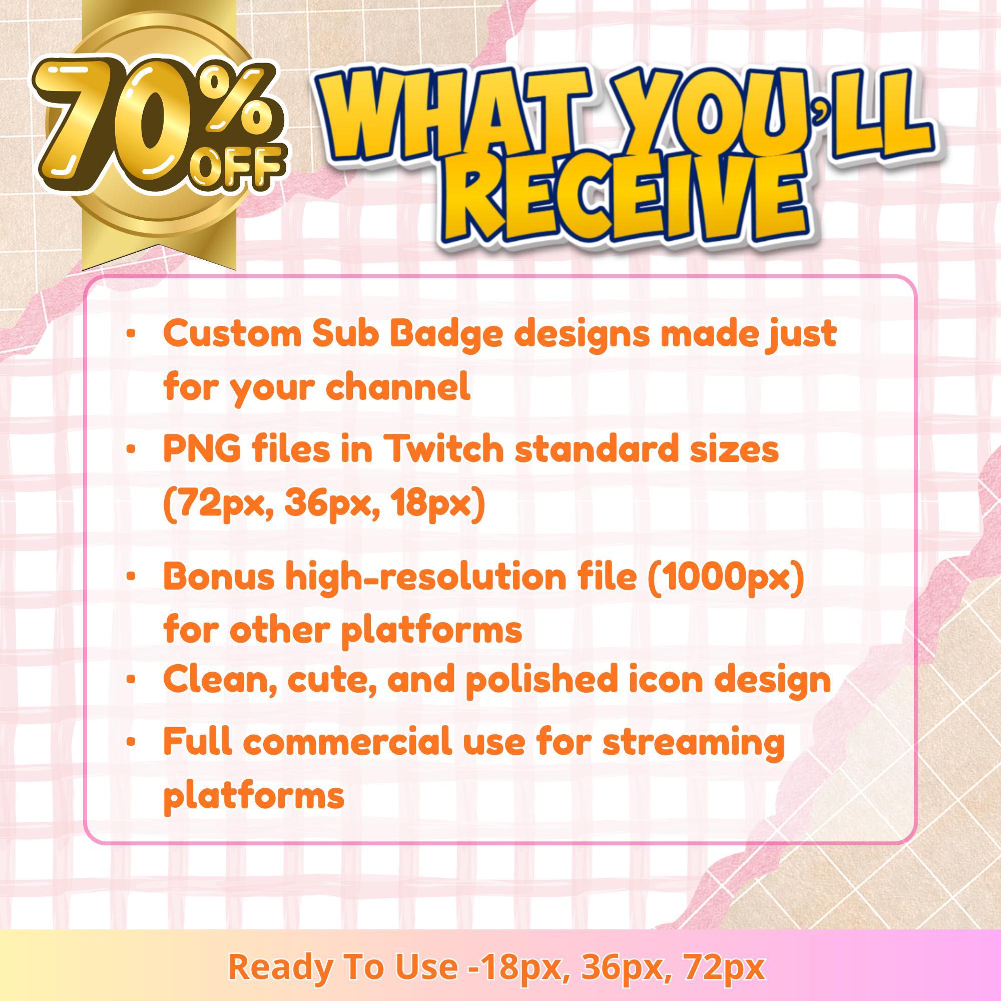 Custom Twitch Sub Badges, Cute Streamer Subscriber Badge Emotes for ...